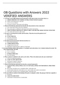 OB Questions with Answers 2022 VERIFIED ANSWERS 