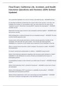 Final Exam&colon; California Life&comma; Accident&comma; and Health Insurance Questions and Answers 100&percnt; Solved Updated