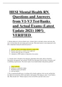 HESI Mental Health RN Questions and Answers from V1-V3 Test Banks and Actual Exams (Latest Update 2021) 100% VERIFIED 