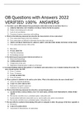 OB Questions with Answers 2022 VERIFIED 100%  ANSWERS 