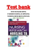 TEST BANK READING UNDERSTANDING & APPLYING NURSING RESEARCH 6TH FAIN|ISBN-13:9781719641821|With Rationals .
