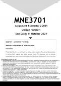 MNE3701 Assignment 4 &lpar;ANSWERS&rpar; Semester 2 2024 - DISTINCTION GUARANTEED