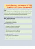 Sample Questions and Answers  FLT3701&lpar;Logistics and Transport Management&rpar;