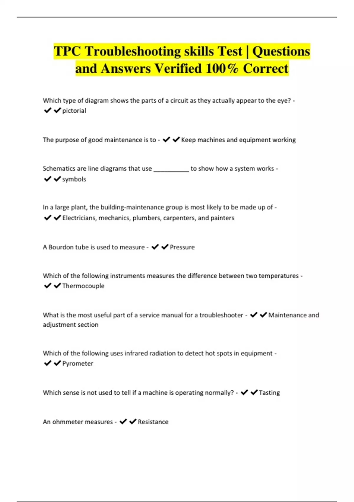 TPC Troubleshooting skills Test | Questions and Answers Verified 100% ...