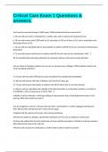 Critical Care Exam 1 Questions & answers&comma;