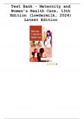 Test Bank - Maternity and Women&rsquo;s Health Care&comma; 13th Edition &lpar;Lowdermilk&comma; 2024&rpar; Latest Edition