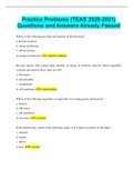 Practice Problems &lpar;TEAS 2020-2021&rpar; Questions and Answers Already Passed