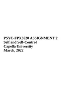 PSYC-FPX3520  Intro To Social Psychology ASSIGNMENT 2 (Self and Self-Control) Capella University March, 2022.