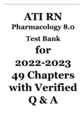 ATI RN Pharmacology 8.0 Test Bank  for  2022-2023 49 Chapters with Verified Q & A