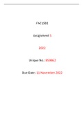 FAC1502 Assignment 5 2022 Solutions [Unique No.: 859862]
