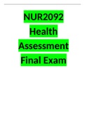 NUR2092 Health Assessment Final Exam