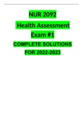 NUR 2092 Health Assessment Exam #1 COMPLETE SOLUTIONS FOR 2022-2023