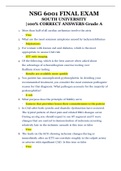 NSG 6001 FINAL EXAM SOUTH UNIVERSITY &vert;100&percnt; CORRECT ANSWERS Grade A