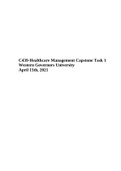C439-Healthcare Management Capstone Task 1 Review Exam Western Governors University April 15th, 2021.