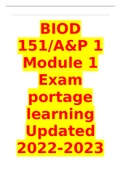 BIOD 151 A&P 1 Module 1 Exam portage learning Updated 2022-2023.