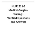 NUR1211-E Medical-Surgical Nursing I- Verified Questions and Answers