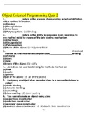 Object-Oriented Programming Quiz 2022 with complete solution