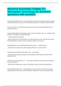 Business Essentials Chapter 13 - Information Technology for Business questions with answers&period;