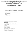 samenvatting Psychologie een inleiding - Zimbardo - 8e herziene druk - 2022