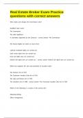 Real Estate Broker Exam Practice questions with correct answers&period;