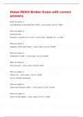 Dubai RERA Broker Exam with correct answers