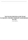 TEST BANK Williams' Basic Nutrition & Diet Therapy (Williams' Essentials of Nutrition & Diet Therapy) 15th Edition & 16th Edition Bundle
