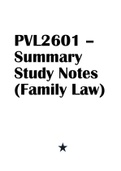 PVL2601 –  Summary  Study Notes  (Family Law)