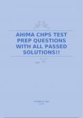 AHIMA CHPS TEST PREP QUESTIONS WITH ALL PASSED SOLUTIONS&excl;&excl;