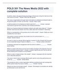 POLS 301 The News Media 2022 with complete solution