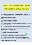 ENPC Test Questions and Answers 2022/2023 | 100% Correct Verified Answers