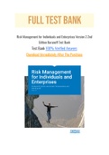 Risk Management for Individuals and Enterprises Version 2 2nd Edition Baranoff Test Bank with Question and Answers, From Chapter 1 to 22