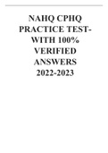 NAHQ CPHQ PRACTICE TEST-WITH 100% VERIFIED ANSWERS 2022-2023