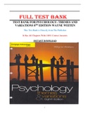 Test Bank for Psychology Themes and Variations, 8th Edition Wayne Weiten