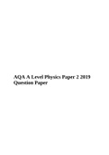 AQA A Level Physics Paper 2 2019 Question Paper & AQA A Level Physics Paper 2 2019 Mark Scheme.