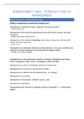 Management 1003- Introduction to Management