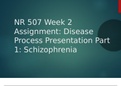 NR 507 Week 2 Assignment: Disease Process Presentation Part 1: Schizophrenia