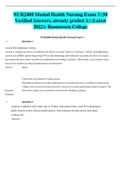 NUR2488 Mental Health Nursing Exam 3 (50 Verified Answers, Already graded A) (Latest 2022)  Rasmussen College