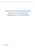 NCLEX RN ACTUAL EXAM QUESTIONS and Answers 2023 with Explanation. A++ GUARANTEED