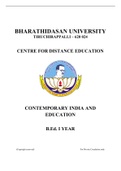 CONTEMPORARY INDIA AND EDUCATION B.Ed. I YEAR