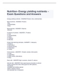 Nutrition- Energy yielding nutrients – Exam Questions and Answers