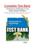 Introduction to Psychology 3 1 3rd Edition Stangor Test Bank