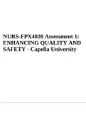 NURS-FPX4020 Assessment 1: ENHANCING QUALITY AND SAFETY - Capella University