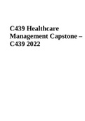 C439 – Healthcare Management Capstone - Complete | C439- Healthcare Management Capstone Task 3-complete & C439 Healthcare Management Capstone – C439 2022
