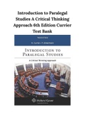 Introduction to Paralegal Studies A Critical Thinking Approach 6th Edition Currier Test Bank