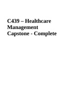 C439 – Healthcare Management Capstone - Complete
