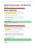 NCLEX Practice Exam 1  BEST GUIDE 2022