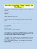 Rockwell Exam Real Estate Classes WA Final Exam 1 &vert; 180 Questions with 100&percnt; Correct Answers &vert; Updated & Verified &vert; 72 Pages