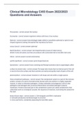 C453 Clinical Microbiology C453 Exam 2022&sol;2023 Questions and Answers