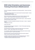 DOD Initial Orientation and Awareness Training &lpar;Final Exam 2022&rpar;Answered
