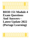 BIOD 151 Module 4 Exam Questions And Answers - Latest Update 2022 (Portage Learning)
